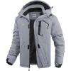 imageWULFUL Mens Ski Jackets Warm Winter Snow Windbreaker Resistant Snowboard Fleece Coat Mountain Waterproof Parka with Hood Gray XLarge