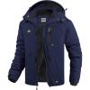imageWULFUL Mens Ski Jackets Warm Winter Snow Windbreaker Resistant Snowboard Fleece Coat Mountain Waterproof Parka with Hood Navy Large