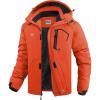 imageWULFUL Mens Ski Jackets Warm Winter Snow Windbreaker Resistant Snowboard Fleece Coat Mountain Waterproof Parka with Hood Orange XLarge