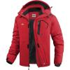 imageWULFUL Mens Ski Jackets Warm Winter Snow Windbreaker Resistant Snowboard Fleece Coat Mountain Waterproof Parka with Hood Red Small