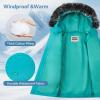 imageWULFUL Girls Winter Parka Coat Long Hooded Waterproof Warm Fleece Puffer JacketTeal