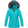 imageWULFUL Girls Winter Parka Coat Long Hooded Waterproof Warm Fleece Puffer JacketTeal