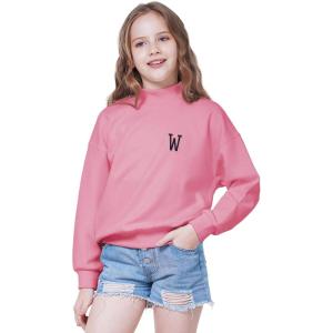 imageWULFUL Girls Casual Crew neck Sweatshirts Long Sleeve Fashion Pullovers for Teen GirlsPink