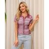 imageWULFUL Womens Short Sleeve Striped Pullover Sweater Cardigan Ribbed Knit Casual V Neck Shirt TopsWine