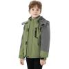 imageWULFUL Boys Winter Waterproof Ski Coat Kids Thick Fleece Snow Jacket Outdoor Windproof CoatGreengrey