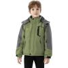imageWULFUL Boys Winter Waterproof Ski Coat Kids Thick Fleece Snow Jacket Outdoor Windproof CoatGreengrey