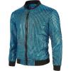 imageWULFUL Kids Boys Varsity Bomber Jacket 70s Disco Costume Party Sequin Metallic JacketsSea Blue