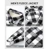 imageWULFUL Mens Flannel Fleece Jackets Sherpa Lined Shirt Jacket Plaid Jackets Shacket Winter Outerwear WarmBlack649