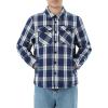 imageWULFUL Mens Flannel Fleece Jackets Sherpa Lined Shirt Jacket Plaid Jackets Shacket Winter Outerwear WarmNavy768