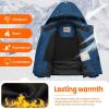 imageWULFUL Boys Winter Waterproof Ski Coat Kids Windproof Snow Jacket with Detachable HoodAqua