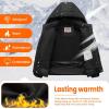 imageWULFUL Boys Winter Waterproof Ski Coat Kids Windproof Snow Jacket with Detachable HoodBlack