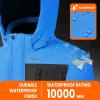 imageWULFUL Boys Winter Waterproof Ski Coat Kids Windproof Snow Jacket with Detachable HoodBlue