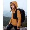 imageWULFUL Boys Winter Waterproof Ski Coat Kids Windproof Snow Jacket with Detachable HoodBrown