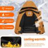 imageWULFUL Boys Winter Waterproof Ski Coat Kids Windproof Snow Jacket with Detachable HoodBrown
