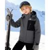 imageWULFUL Boys Winter Waterproof Ski Coat Kids Windproof Snow Jacket with Detachable HoodDark Grey