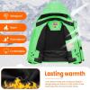 imageWULFUL Boys Winter Waterproof Ski Coat Kids Windproof Snow Jacket with Detachable HoodGreen