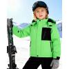imageWULFUL Boys Winter Waterproof Ski Coat Kids Windproof Snow Jacket with Detachable HoodGreen