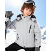 imageWULFUL Boys Winter Waterproof Ski Coat Kids Windproof Snow Jacket with Detachable HoodGrey