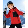 imageWULFUL Boys Winter Waterproof Ski Coat Kids Windproof Snow Jacket with Detachable HoodRed