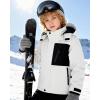 imageWULFUL Boys Winter Waterproof Ski Coat Kids Windproof Snow Jacket with Detachable HoodWhite