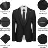 imageWULFUL Mens 2 Piece Slim Fit Suit Set One Button Blazer Jacket Pants SetBlack
