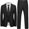 imageWULFUL Mens 2 Piece Slim Fit Suit Set One Button Blazer Jacket Pants SetBlack