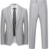 imageWULFUL Mens 2 Piece Slim Fit Suit Set One Button Blazer Jacket Pants SetLight Gray