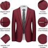 imageWULFUL Mens 2 Piece Slim Fit Suit Set One Button Blazer Jacket Pants SetRed