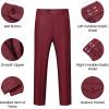 imageWULFUL Mens 2 Piece Slim Fit Suit Set One Button Blazer Jacket Pants SetRed