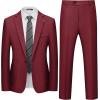 imageWULFUL Mens 2 Piece Slim Fit Suit Set One Button Blazer Jacket Pants SetRed