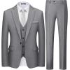 imageWULFUL Mens 3 Piece Slim Fit Suit Set One Button Blazer Jacket Pants Tuxedo Set for Party Wedding and BusinessDark Grey