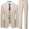 imageWULFUL Mens 3 Piece Slim Fit Suit Set One Button Blazer Jacket Pants Tuxedo Set for Party Wedding and BusinessKhaki