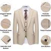 imageWULFUL Mens 3 Piece Slim Fit Suit Set One Button Blazer Jacket Pants Tuxedo Set for Party Wedding and BusinessKhaki