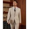 imageWULFUL Mens 3 Piece Slim Fit Suit Set One Button Blazer Jacket Pants Tuxedo Set for Party Wedding and BusinessKhaki