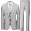 imageWULFUL Mens 3 Piece Slim Fit Suit Set One Button Blazer Jacket Pants Tuxedo Set for Party Wedding and BusinessLight Grey