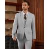 imageWULFUL Mens 3 Piece Slim Fit Suit Set One Button Blazer Jacket Pants Tuxedo Set for Party Wedding and BusinessLight Grey