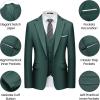 imageWULFUL Mens 3 Piece Slim Fit Suit Set One Button Blazer Jacket Pants Tuxedo SetBlackish Green