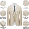 imageWULFUL Mens 3 Piece Slim Fit Suit Set One Button Blazer Jacket Pants Tuxedo SetChampagne