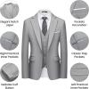 imageWULFUL Mens 3 Piece Slim Fit Suit Set One Button Blazer Jacket Pants Tuxedo SetLight Gray