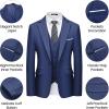 imageWULFUL Mens 3 Piece Slim Fit Suit Set One Button Blazer Jacket Pants Tuxedo SetNavy