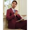 imageWULFUL Mens 3 Piece Slim Fit Suit Set One Button Blazer Jacket Pants Tuxedo SetRed