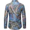 imageWULFUL Mens Luxury Disco Party Prom Paisley Gold Shiny Long Sleeve Dress Shirts Button Down Shirts