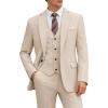 imageWULFUL Mens 3 Piece Slim Fit Suit Set One Button Blazer Jacket Pants Tuxedo Set for Party Wedding and BusinessKhaki