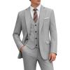 imageWULFUL Mens 3 Piece Slim Fit Suit Set One Button Blazer Jacket Pants Tuxedo Set for Party Wedding and BusinessLight Grey