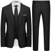 imageWULFUL Mens 3 Piece Slim Fit Suit Set One Button Blazer Jacket Pants Tuxedo SetBlack