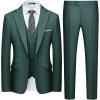 imageWULFUL Mens 3 Piece Slim Fit Suit Set One Button Blazer Jacket Pants Tuxedo SetBlackish Green