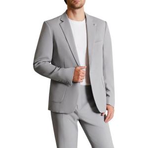 imageWULFUL Mens 2 Piece Slim Fit Suit Set One Button Blazer Jacket Pants SetLight Gray