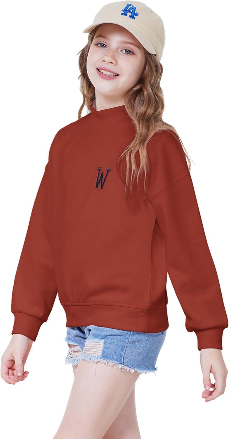 imageWULFUL Girls Casual Crew neck Sweatshirts Long Sleeve Fashion Pullovers for Teen GirlsBrown