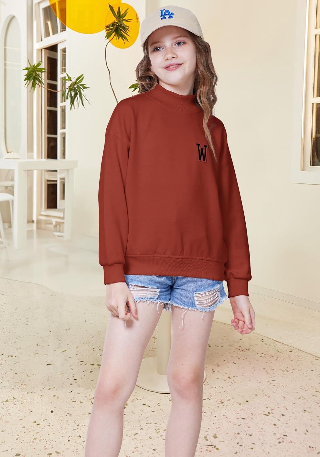 imageWULFUL Girls Casual Crew neck Sweatshirts Long Sleeve Fashion Pullovers for Teen GirlsBrown