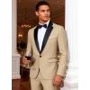 imageWULFUL Mens 2 Piece Slim Fit Suit Set One Button Blazer Jacket Pants Tuxedo Set for Prom Wedding and BusinessLight Brown